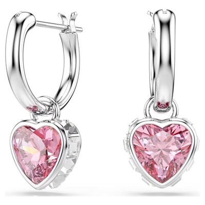 Swarovski Zirconia Chroma Drop Earrings, Heart, Pink, Rhodium Plated 5757814