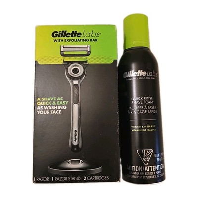 Gillette Labs Men's Exfoliating Razor plus Shaving Foam Bundle Of 2 New