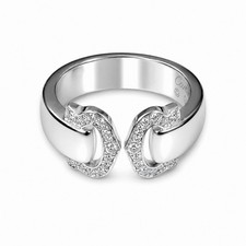 Anillo Cartier C de Cartier 750 Oro Blanco 18K Diamantes Talla 53 EE. UU. 6,5 10,0 g