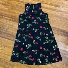 Tommy Hilfiger Floral Embroidered Sleeveless Dress Size 4 Black Pink Summer