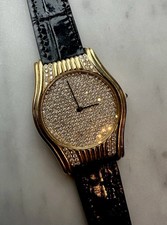 Boucheron Tonneau Pavé Diamond Wristwatch From 1990 In 18ct Gold