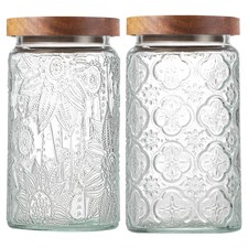2-Pack 34 OZ Vintage Glass Jar with Lid, Airtight Food Storage Canisters with...