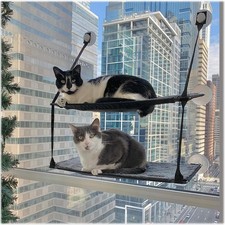 K H Cat Window Perch EZ Mount Double Stack Kitty Sill For Large Cats Gray Sturdy