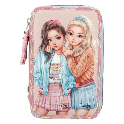 Depesche 13009 TOPModel Team Teddy Filled 3-Compartment Pencil Case in Rose with