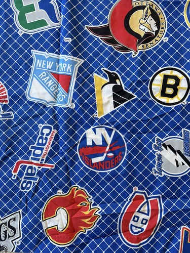 Vtg Hockey Logo Curtain Panels Pair NHL Redwings Maple Leafs Capitals 84x63 - Picture 5 of 8