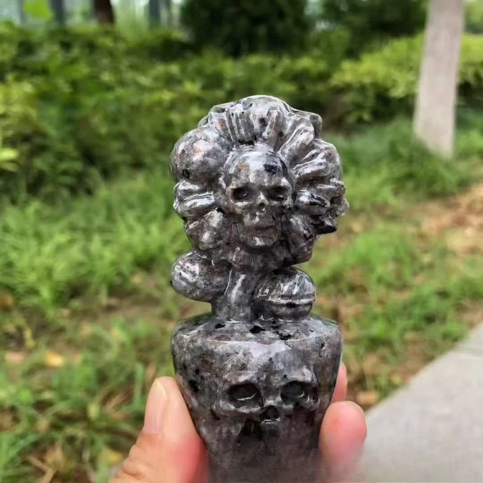 Cristal Tallado Adorno Calavera Flor Piedra Áspera Creativo Hogar Ornamento Foto 3 de 4
