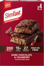 Image of Slimfast Dark Chocolate & Cranberry Meal Bar, 15 G Protein, 200 Calories 4X60 G
