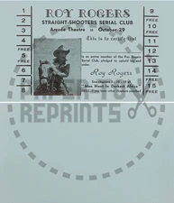 ROY ROGERS STRAIGHT SHOOTERS SERIAL CLUB CARD - VINTAGE REPRINT