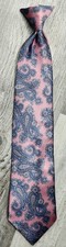Vintage The American Edition Collection Pink Paisley Clip On Tie Made In USA
