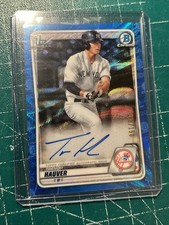 TREVOR HAUVER AUTO 2020  1st Bowman Chrome BLUE WAVE REFRACTOR #/150 Rookie RC