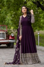 NEW WEDDING DESIGNER FAUX GEORGETTE ANARKALI GOWN WITH DUPATTA FOR WOMEN