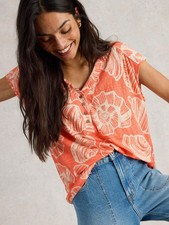White Stuff Nina Linen Coral T-Shirt RRP �45