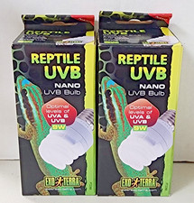 Exo Terra Reptile UVB- NANO 9W Bulb PT2366 Optimal Levels UVA/UVB NEW Lot of 2