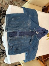 Lined jean jacket with hood. 5 pockets. 4XL