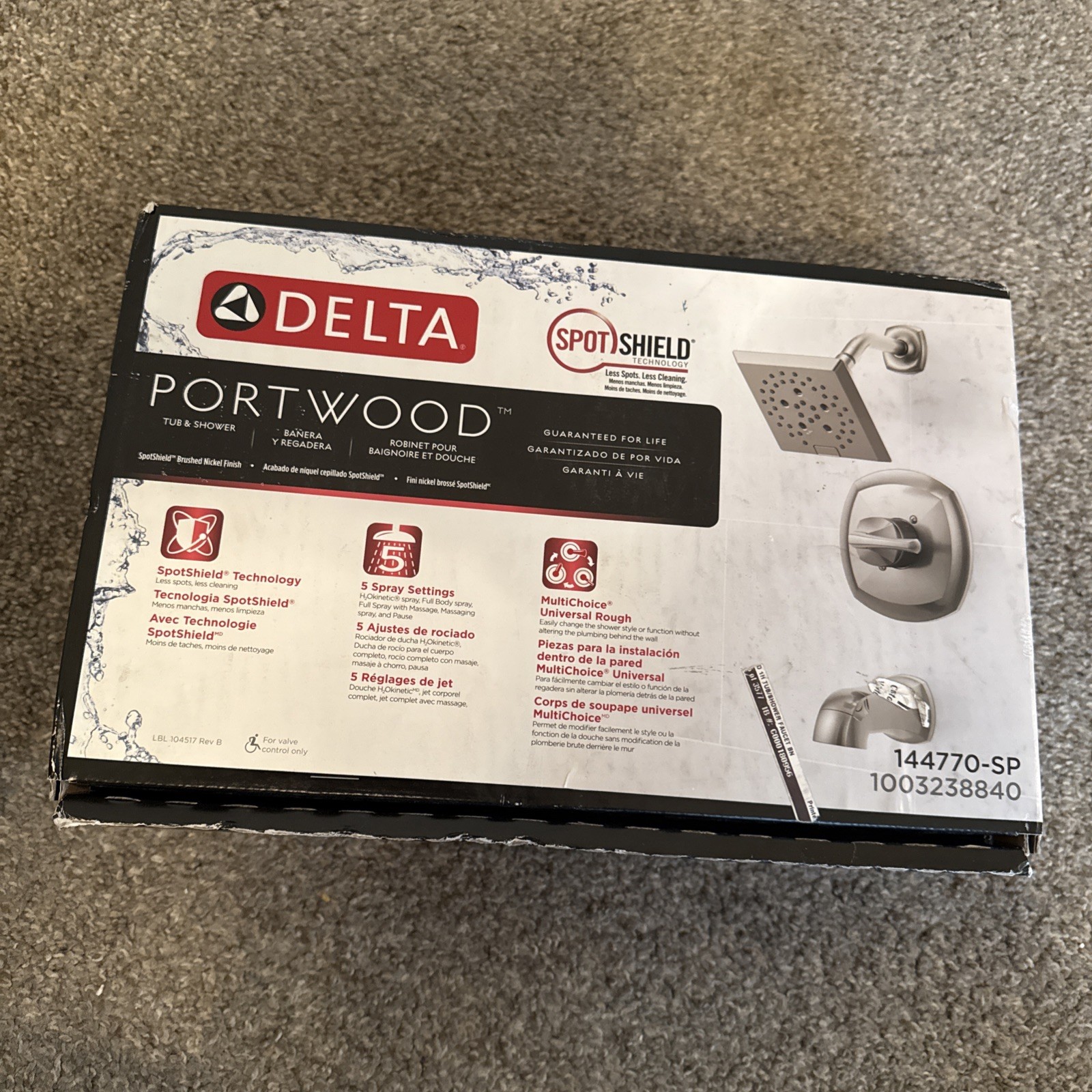 Delta Portwood 1 Handle Tub  Shower Faucet Kit Brushed Nicke