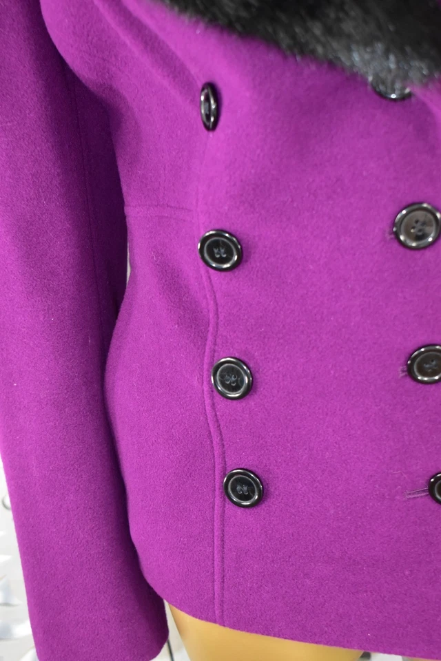 Precis Wool & Cashmere Jacket Coat Size 16 Purple Black Aubergine Dress Party - Image 2 of 4