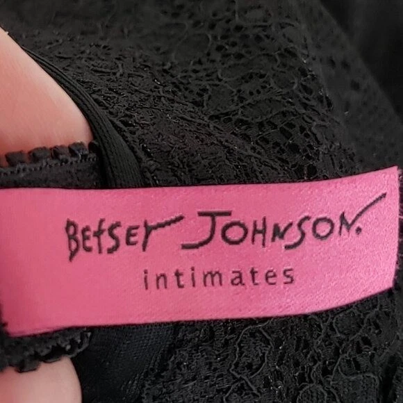 Babydoll Vintage Betsey Johnson Intimates Negligee Talla S Negro Rosa Transparente Arcos Foto 2 de 4
