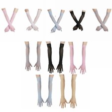 iixpin Woman Lady Sheer Full Finger Sun Protection Long Gloves Slip-on AU