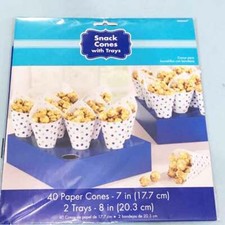 Kit Aperitivo 40 Coni Party Blu Pois con 2 Supporti 11154