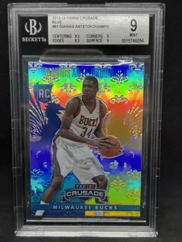 2013 PANINI CRUSADE BLUE #61 GIANNIS ANTETOKOUNMPO RC BUCKS BGS 9 MINT