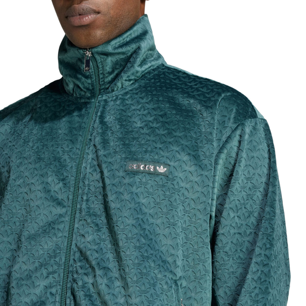 Men's Adidas Originals Green Plush Velour Monogram Jacket Men's Adidas Originals Green Plush Velour Monogram Jacket