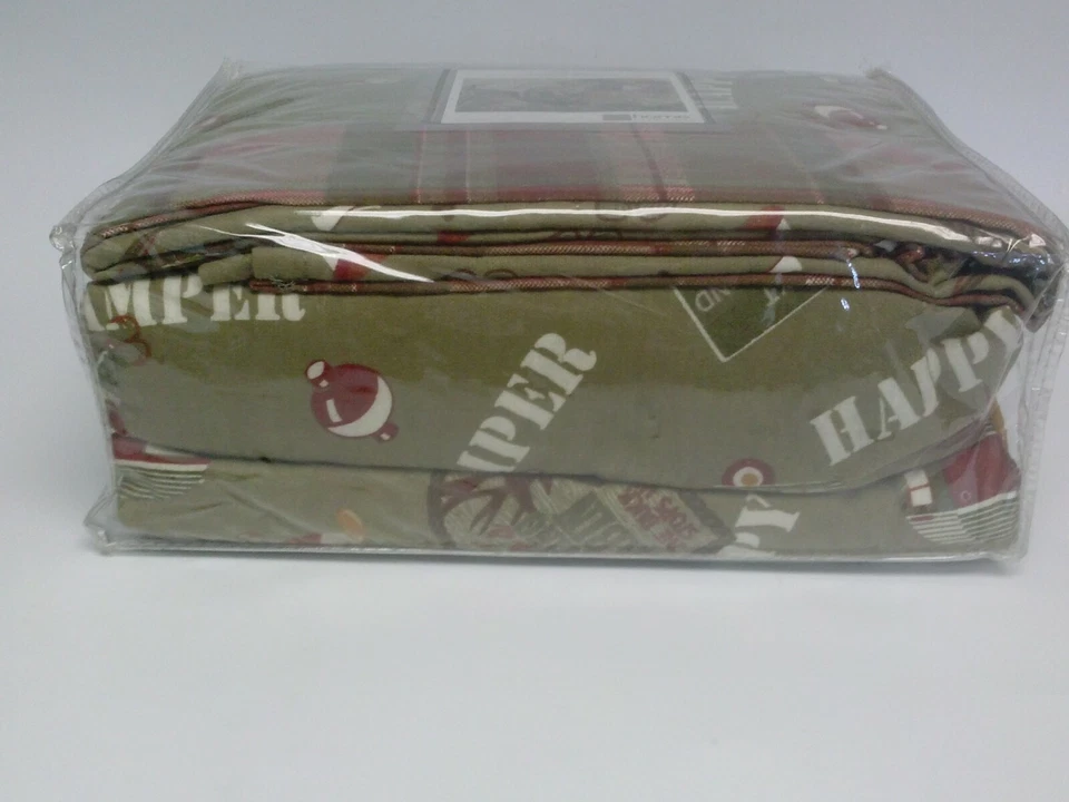 Brand New JC Penney Home Heavyweight HAPPY CAMPER Cotton Twin Flannel Sheet Set - Image 4 of 4