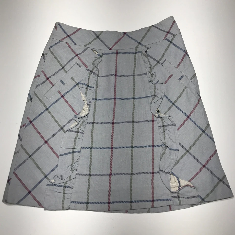 Falda Edme & Esyllte Mujer Talla 4 Gris Cuadros Volantes Frontal Línea A Cremallera Lateral Foto 2 de 4