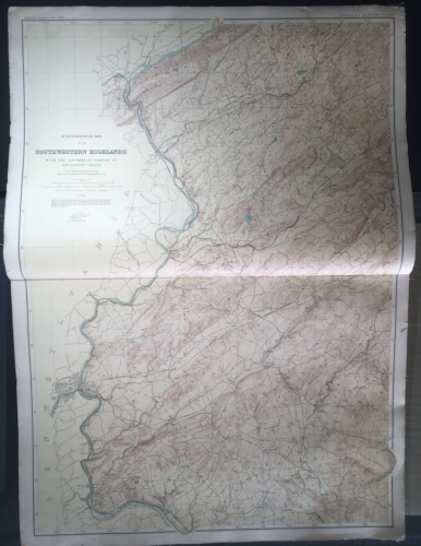 1890 Southwestern Highlands New Jersey Topographic Map cloth backed 26x37in. - Picture 1 of 7