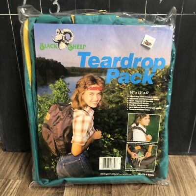 Vintage Black Sheep Deluxe Teardrop Backpack Teal Hiking Water Resist Retro A9