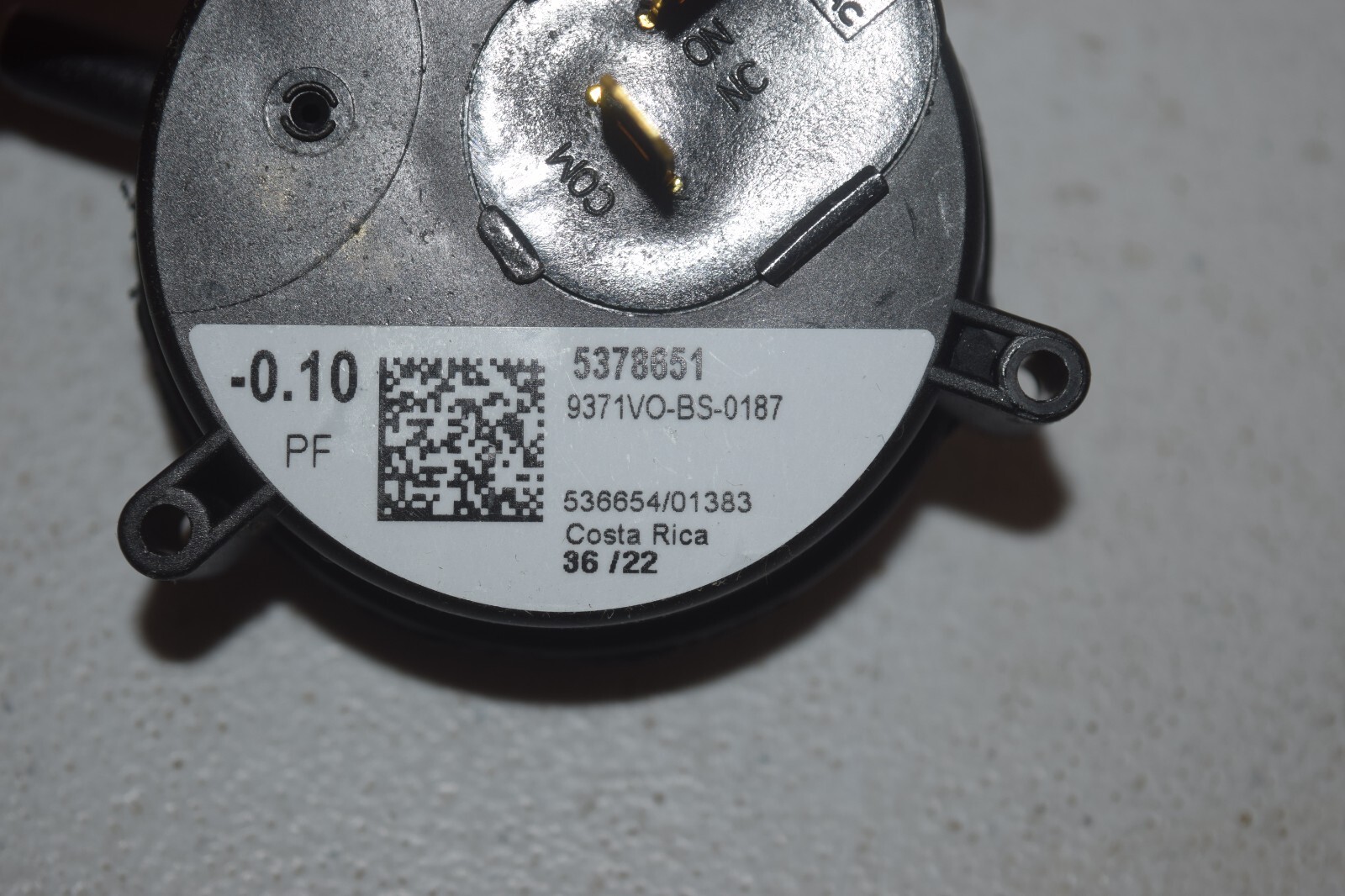 Furnace Air Pressure Switch 9371Vo-BS-0187-0.10