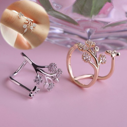 Anello oro rosa donna zirconi anelli regolabili gioielli argento 925 - Foto 5 di 13