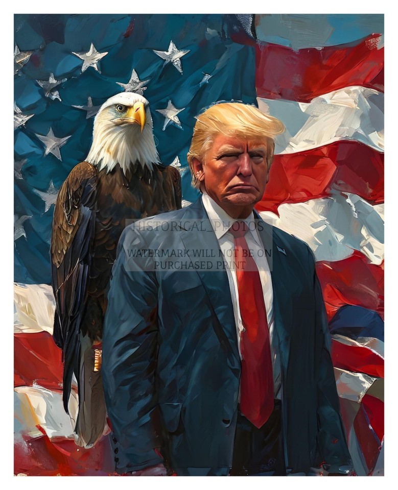 PRESIDENT DONALD TRUMP EAGLE ON SHOULDER PATRIOTIC AMERICAN 8X10 FRAMED ...