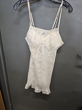 Womens Seductive Wear By Cinema Etoile Sheer White Lace Babydoll Chemise Sz S
