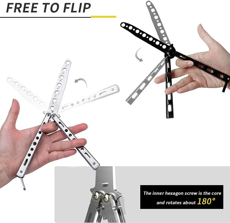 Butterfly Training Knife Comb Trainer Metal Non Sharp Dull Practice Tool New - Изображение 4 из 4