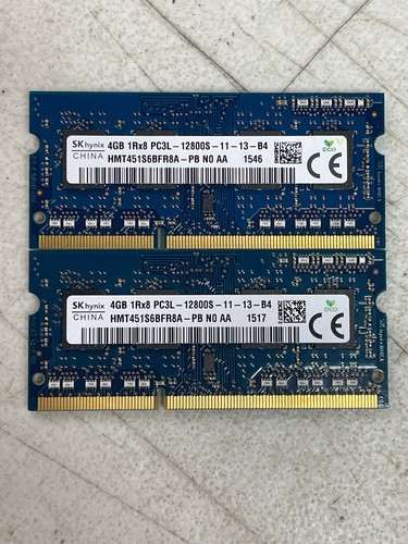 SK hynix 4GB 1Rx8 PC3L - 12800S SODIMM | HMT451S6BFR8A-PB | 8GB Total (Lot of 2)