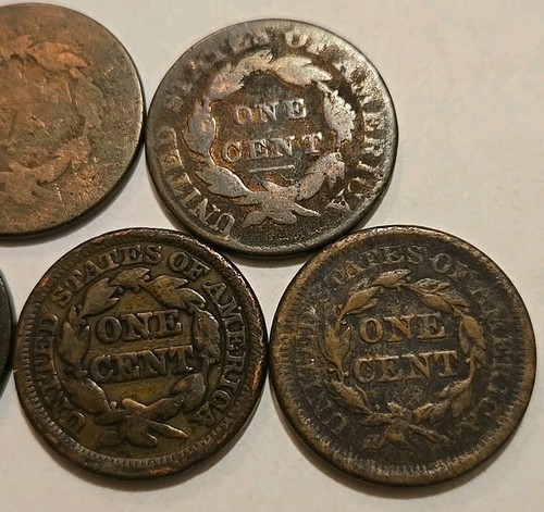 Large Cent Coronet Head 1C 1820-1828-1831-1847-1853 Ungraded US Copper Coins - Picture 10 of 10