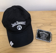 2 Vintage JACK DANIEL'S Old No. 7 Belt Buckle Drink Responsibly Hat