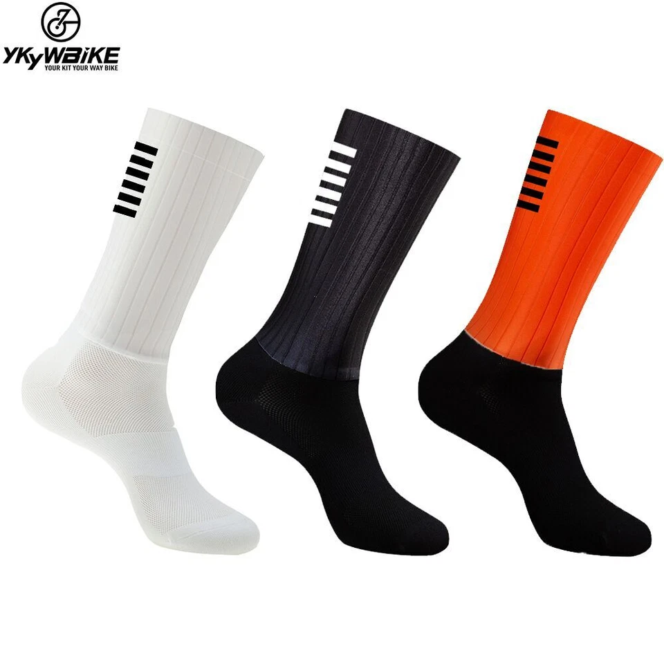 2 Pairs Men Cycling Socks Anti Slip Silicone Bicycle Running Bike Socks Unisex - Image 3 of 4