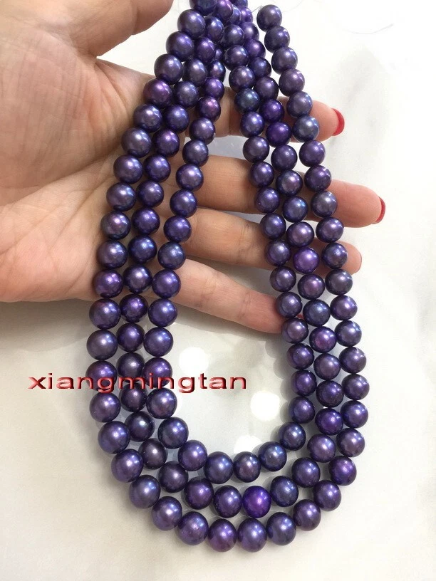 long AAAAA 48”11-12mm TAHITIAN blue red multicolour black pearl necklace 14K - Image 2 of 4