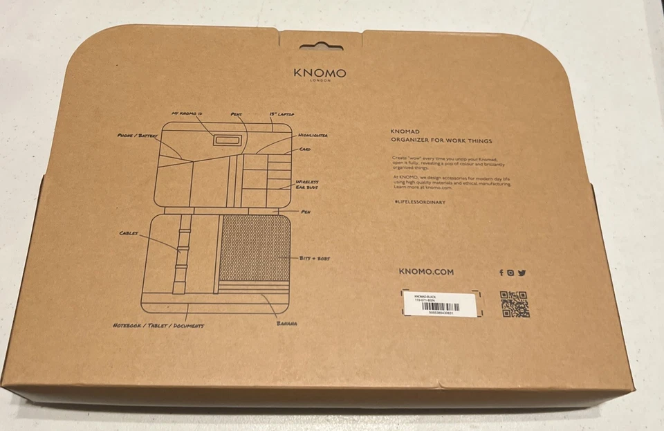 Knomo London Compacto 13" Bandolera Tech Organizador Negro Plata Herrajes Cremallera NUEVO Foto 2 de 4