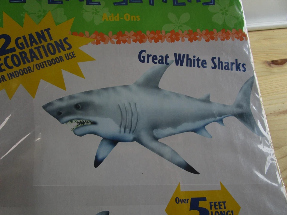 Gran Setter de escena de tiburones blancos niños fiesta pared telón de fondo peces mandíbulas de océano Foto 3 de 4