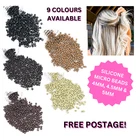 4mm 4.5mm 5mm Silicone Lined Micro Rings Beads Stick i-Tip Link Hair Extensions