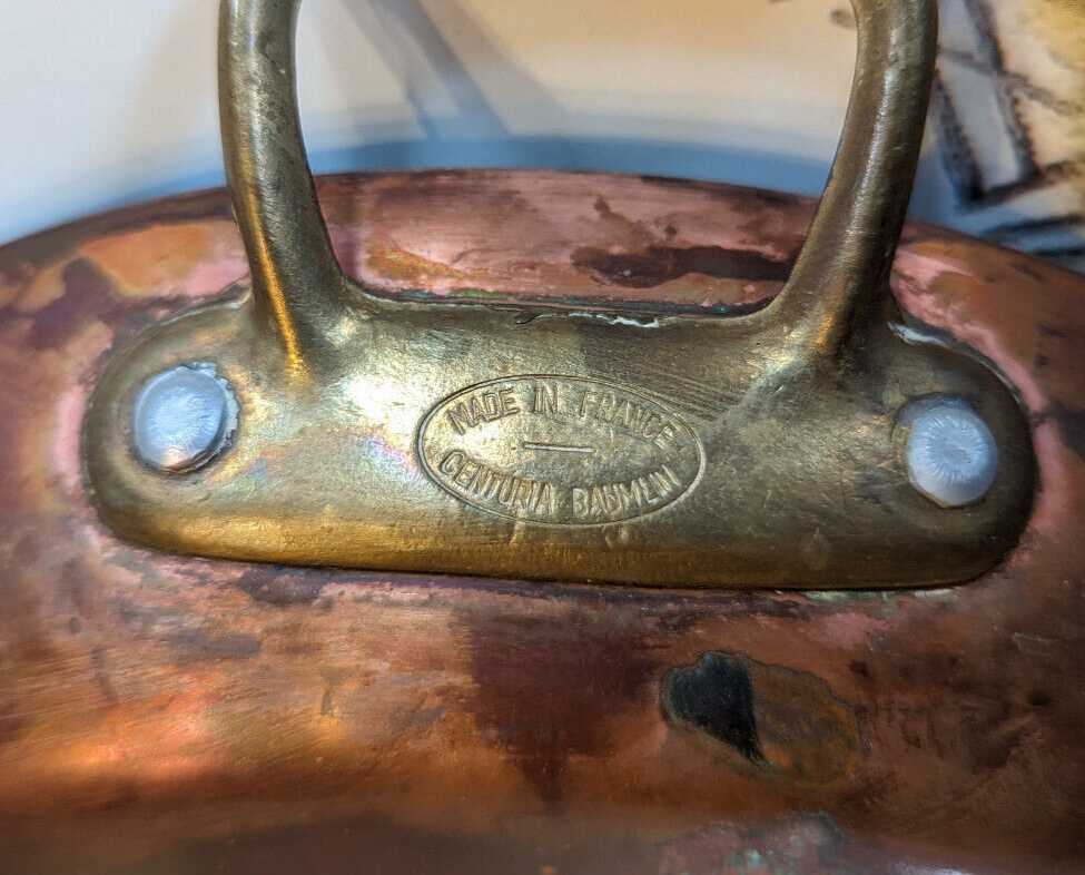 Vintage Centuria Baumlin 9 1/2" Made in France Copper Round Saute Pan w