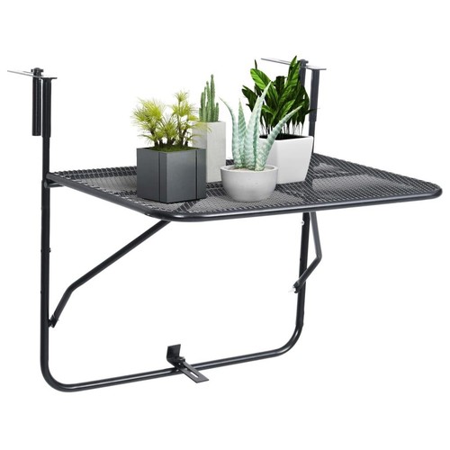 Balcony Railing Table Steel Mesh Hanging Folding Design Industrial Table Black - Picture 4 of 9
