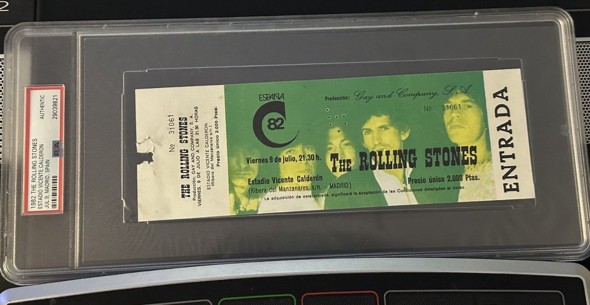 THE ROLLING STONES: VINTAGE SPANISH TICKET CONCERT-MADRID 1982 PSA 
