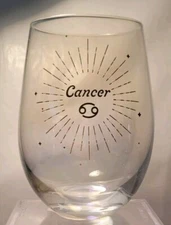 Modern Expressions Iridescent Stemless Wine Glass 18.2 oz - Zodiac Symbol Cancer