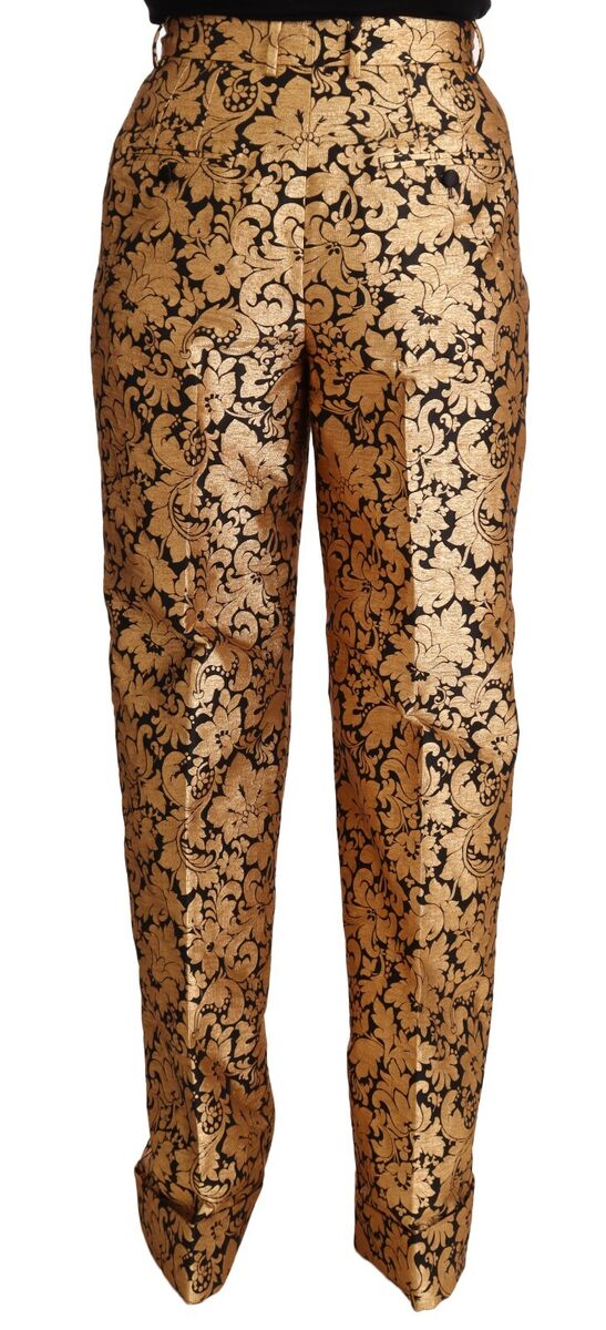 DOLCE & GABBANA Pants Polyester Gold Floral Jacquard DOLCE & GABBANA Pants Polyester Gold Floral Jacquard