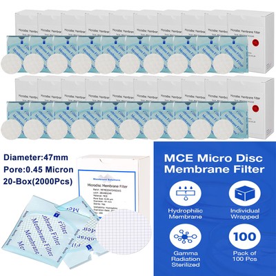 MCE Membrane Filter,Mixed Cellulose Esters0.45µm47mm,Hydrophilic,Sterile,1000Pcs