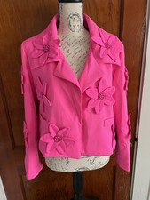 La’ros Hot Pink Flower Power Cropped Jacket (l)