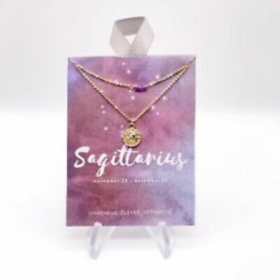 Zodiac Sign Double Gold Necklace Set 